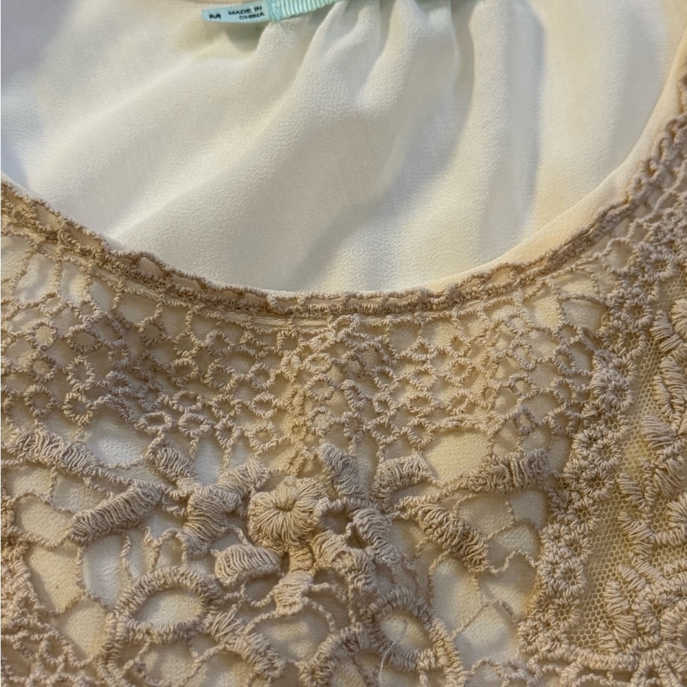 Maurices Cream and Tan Lace Blouse